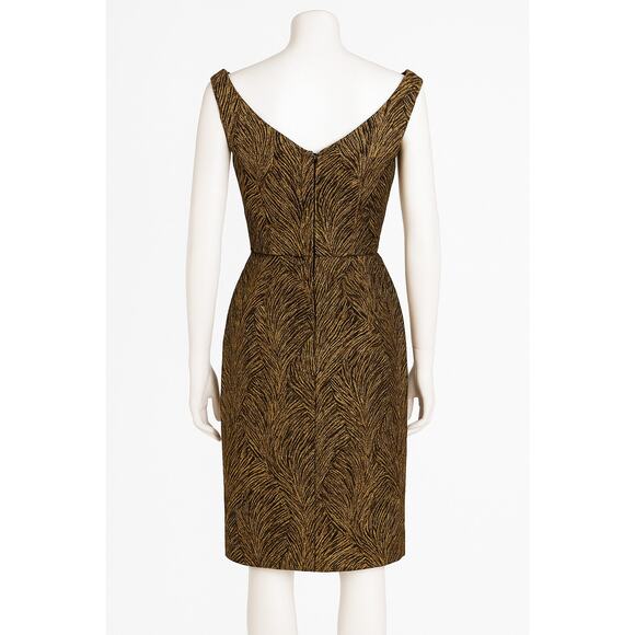 Ceil Chapman Vintage 1950s Gold Metallic Brocade Cocktail Dress Size 4 Small - Picture 2 of 7